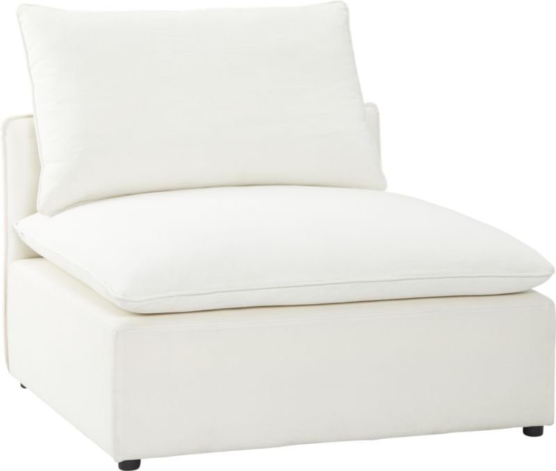Lumin White Linen Armless Chair - Image 2