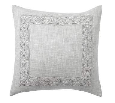 Farrah Embroidered Pillow Cover, 22", Smoke - Image 0
