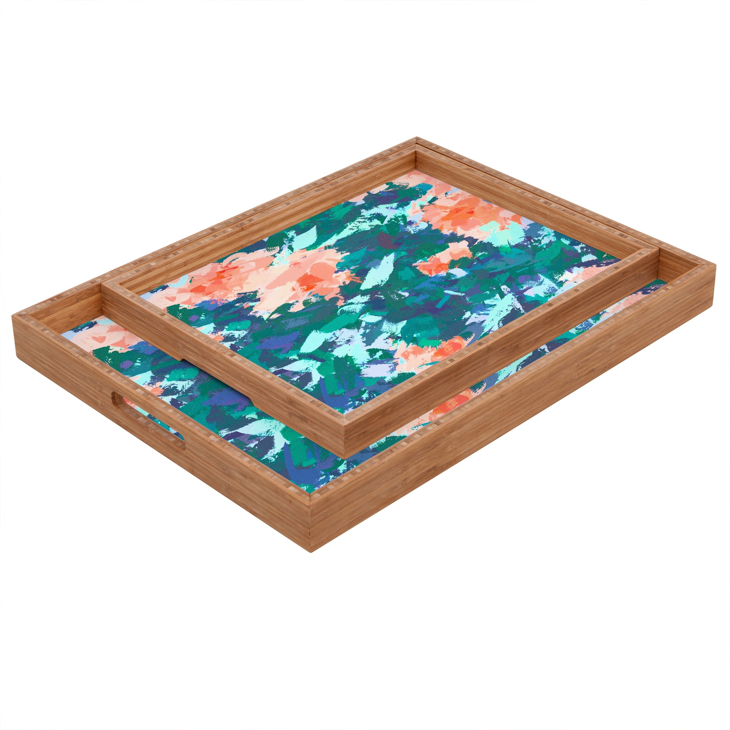 83 Oranges Blossomed Garden Rectangular Tray - L - Image 1