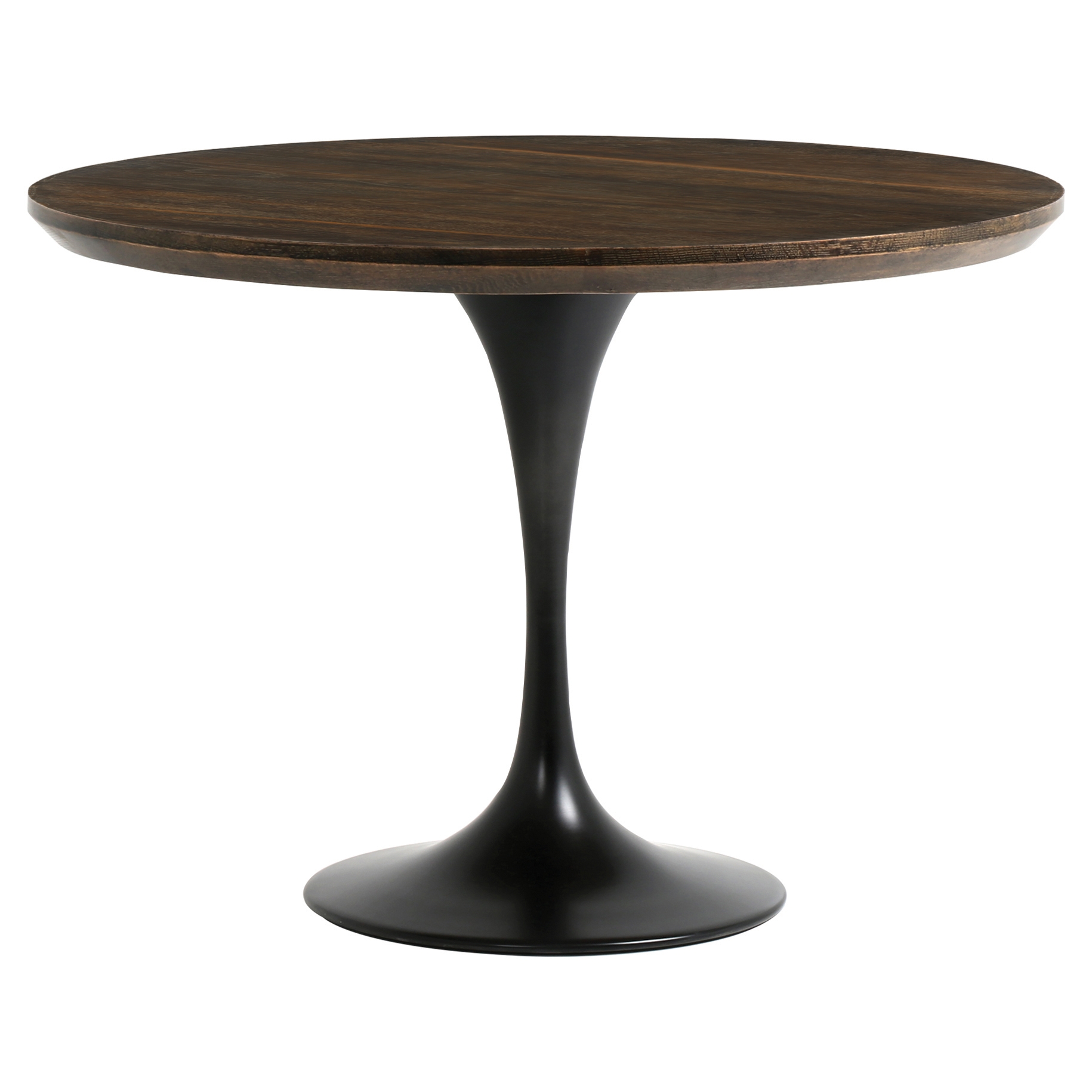 Perry Modern Round Dark Oak Top Black Tulip Pedestal Dining Table - 42"D - Image 0