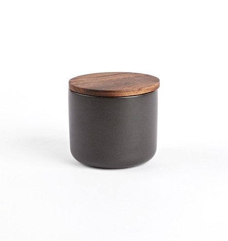 Black Medium Canister with Wood Lid - Image 4