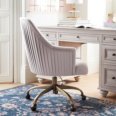 Pleated Desk Chair, Everyday Velvet Rose - Image 4