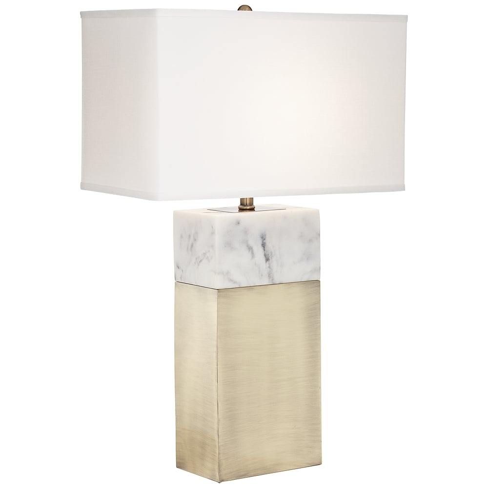 Pacific Coast Imperial 30" Antique Brass Faux Marble Modern Table Lamp - Image 0