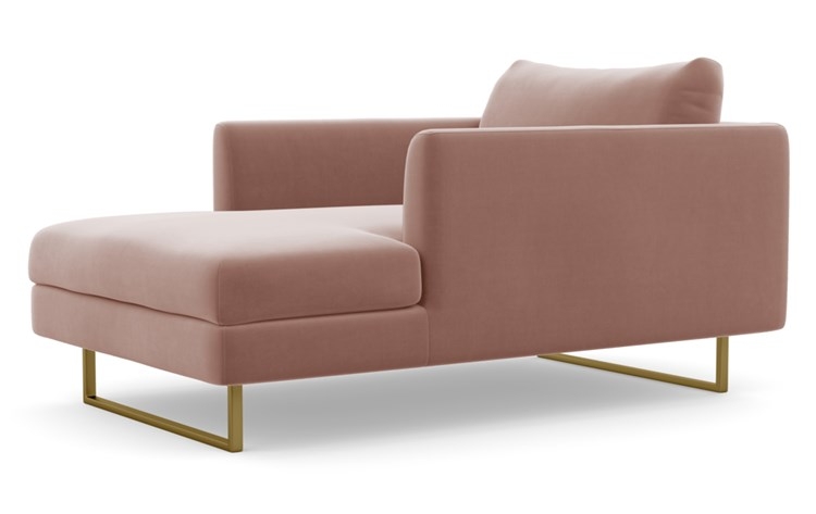 Owens Chaise Chaise Lounge with Pink Blush Fabric and Matte Brass legs - Image 3