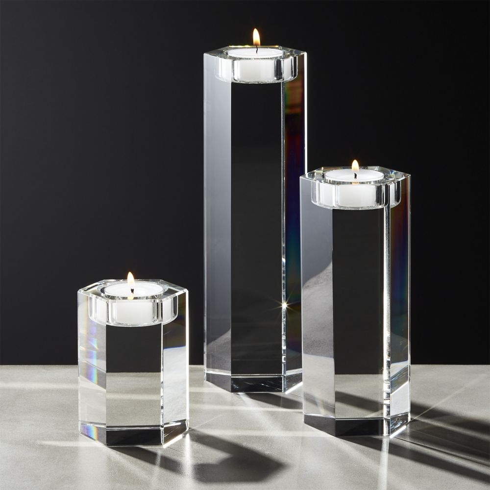 Hex Crystal Tea Light Candle Holders Set of 3 - Image 0