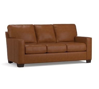 Buchanan Square Arm Leather Sleeper Sofa, Polyester Wrapped Cushions, Signature Maple - Image 3