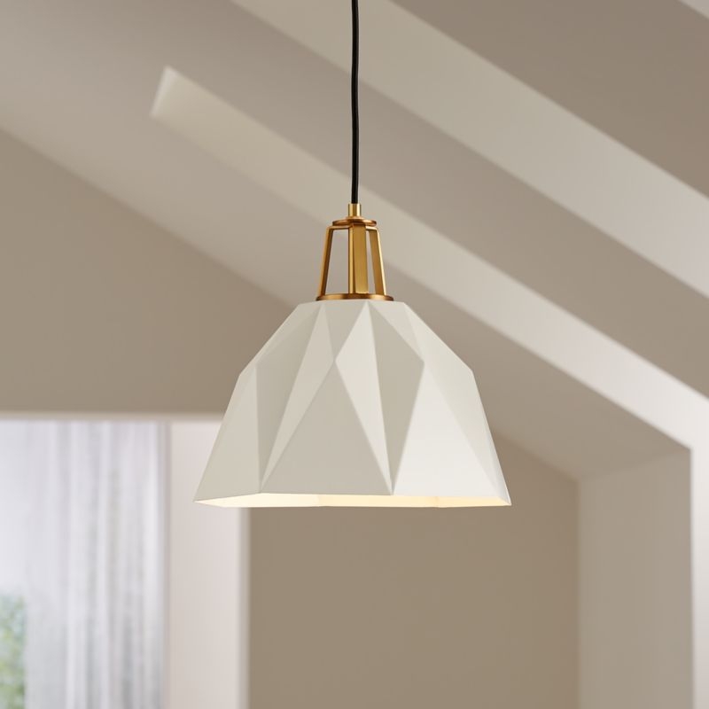 Maddox White Faceted Large Pendant Light with Brass Socket - Image 5