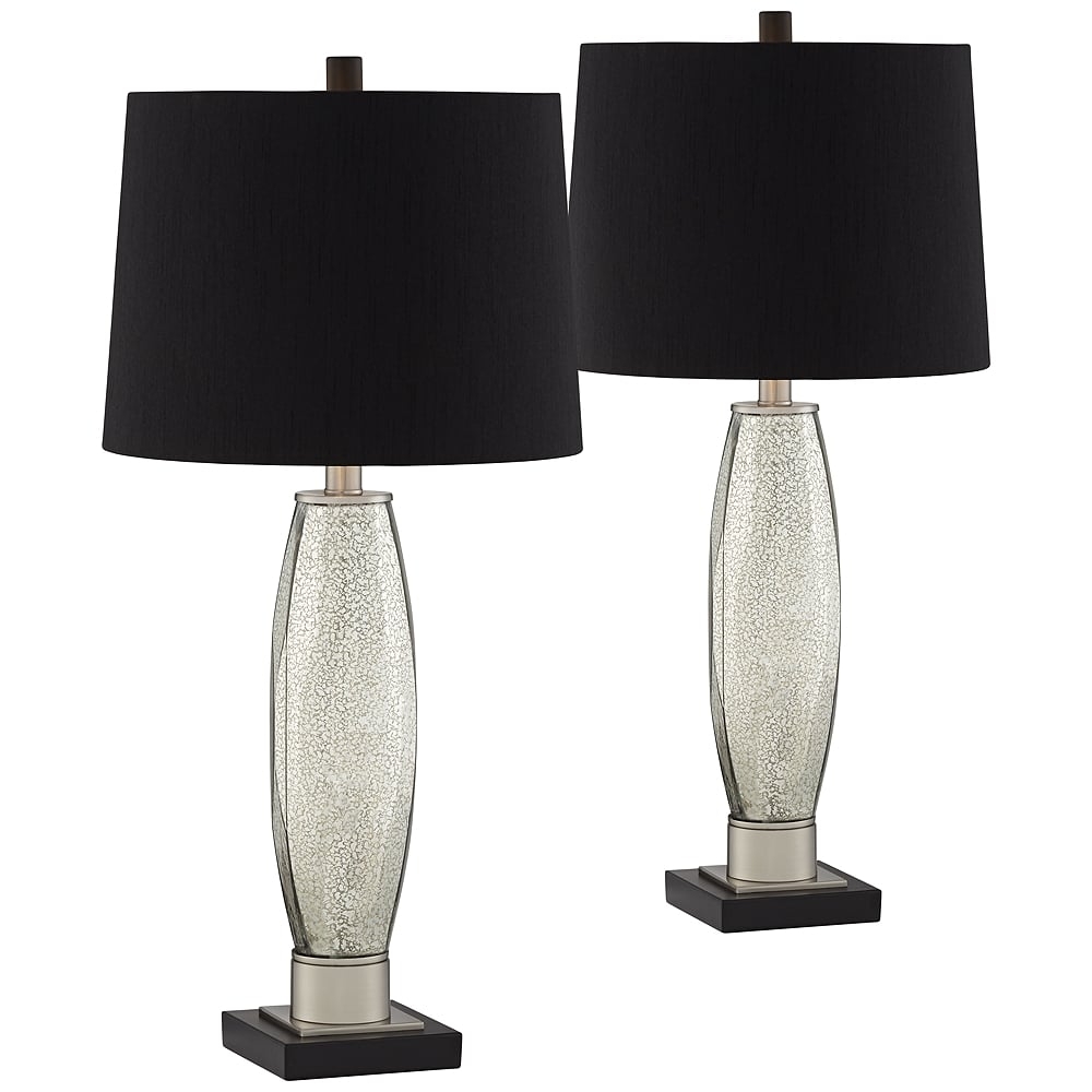 Regency Hill Landro 27 1/2" Black Shade Mercury Glass Lamps Set of 2 - Image 0