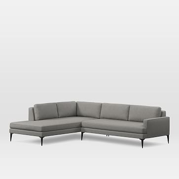 Andes Set 15: Right 2.5 Seater, Left Terminal Chaise, Chenille Tweed, Feather Gray, Dark Pewter - Image 0