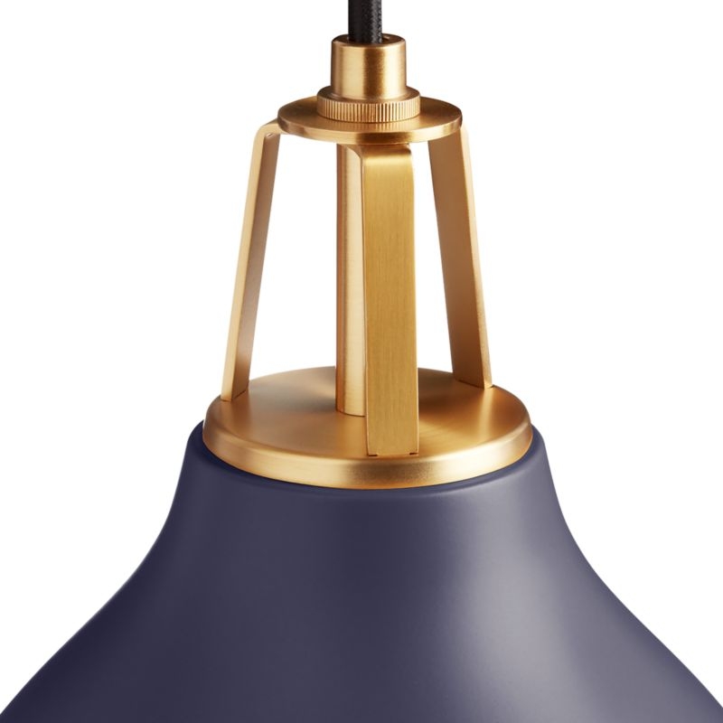 Maddox Navy Bell Large Pendant Light with Brass Socket - Image 1