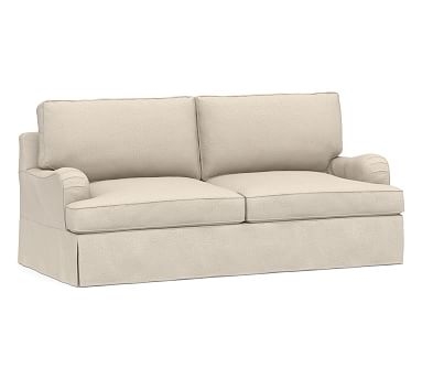PB English Arm Slipcovered Sofa 80.5", Down Blend Wrapped Cushions, Performance Chateau Basketweave Oatmeal - Image 0