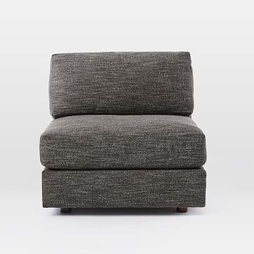 Urban Armless Chair, Heathered Tweed Charcoal, Down Fill - Image 0