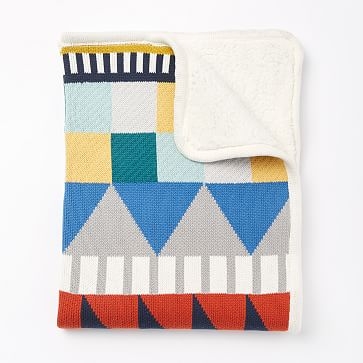 Knit Cotton Toddler Blanket, Geometric, Multi - Image 2