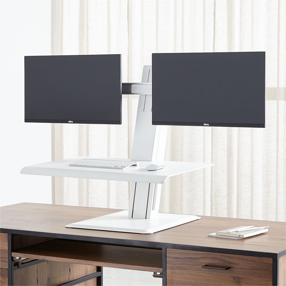 Humanscale ® White Dual Monitor Quickstand Eco Standing Desk Converter - Image 0