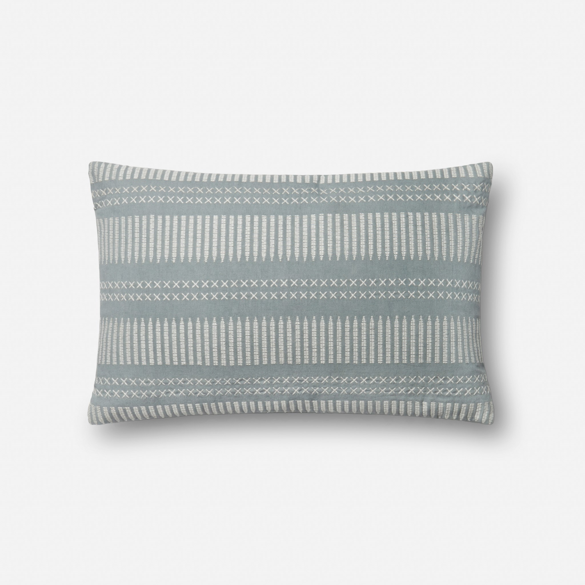 Striped Lumbar Throw Pillow, Light Blue, 21" x 13" - Image 0