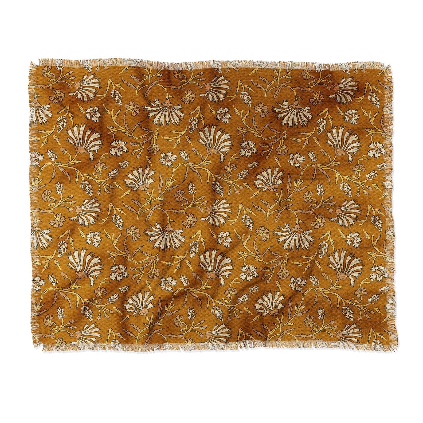 Holli Zollinger KALAMI FLORAL MUSTARD Throw Blanket - 50" x 60" - Image 0
