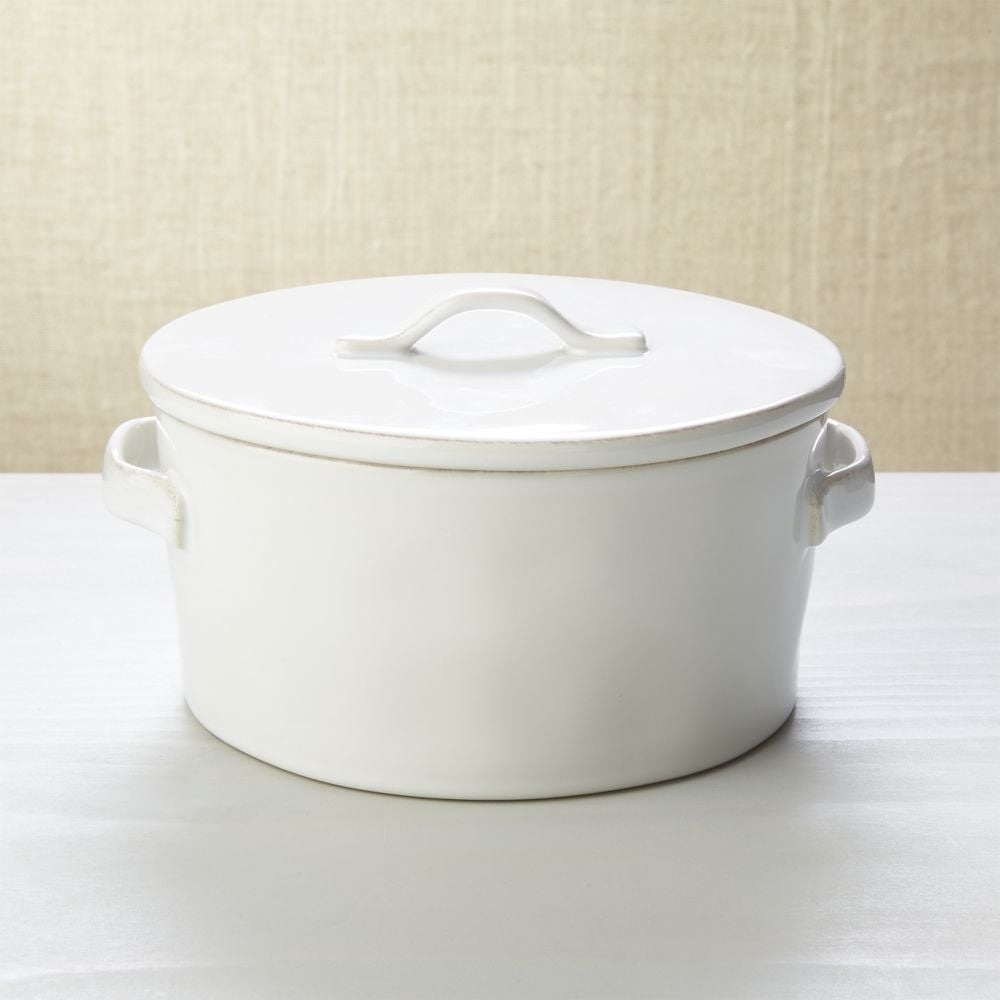 Marin White Stoneware 2-Qt. Covered Casserole Dish - Image 0
