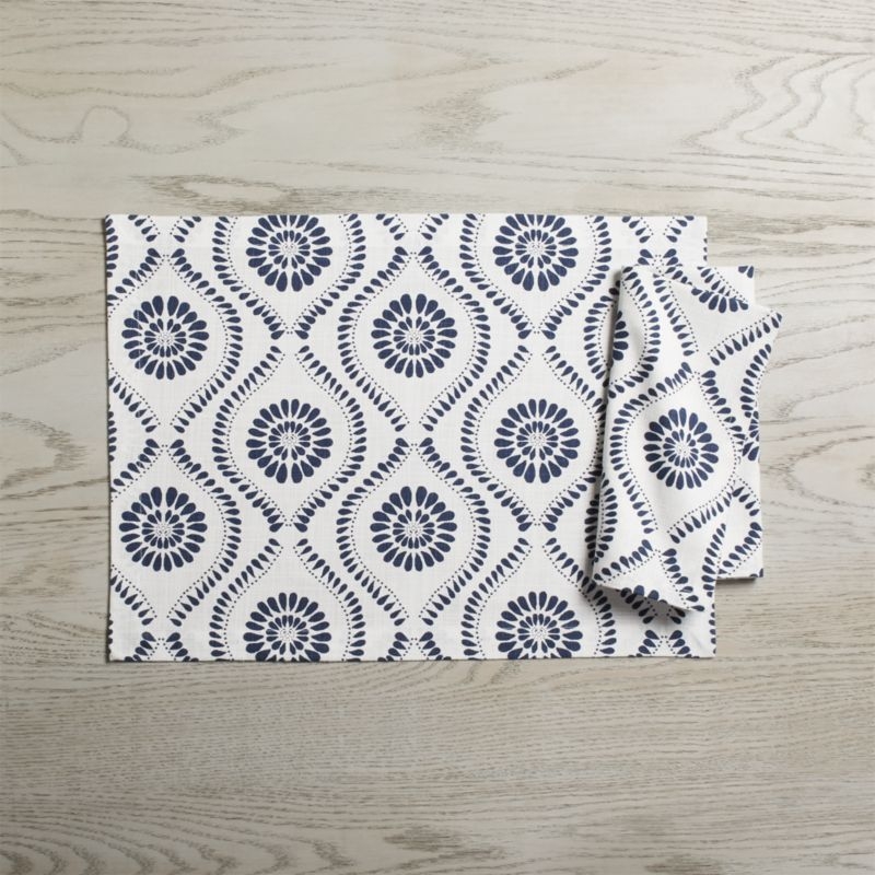 Kiran Indigo Medallion Dinner Napkin - Image 1