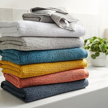 Organic Textured Towel, Bath Towel, Granite Blue - Image 3