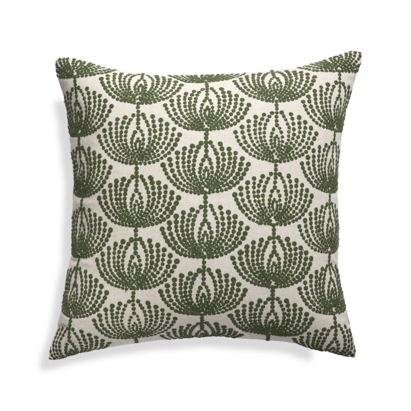 Anessa Green Botanical Pillow with Feather-Down Insert 20" - Image 2