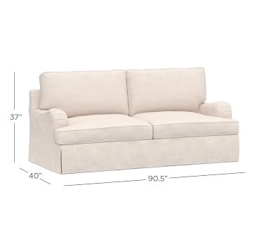 PB English Arm Slipcovered Sofa 80.5", Down Blend Wrapped Cushions, Performance Chateau Basketweave Oatmeal - Image 1