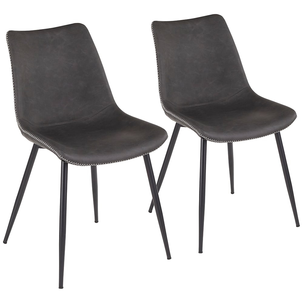 Durango Gray Faux Leather Dining Chairs Set of 2 - Style # 69V84 - Image 0