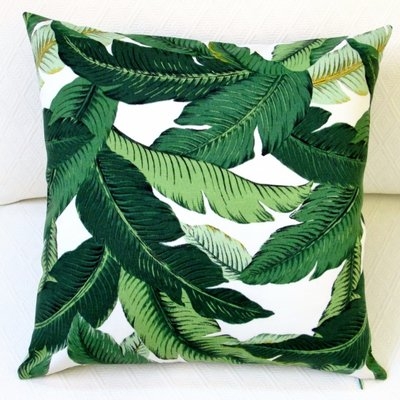Jaylee Island Hopping Emerald Tropical Palm Leaf Outdoor Pillow Cover, set of 2 - Image 0