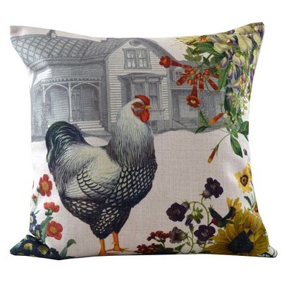 Hen and Farmhouse Throw Pillow Cover - Image 0