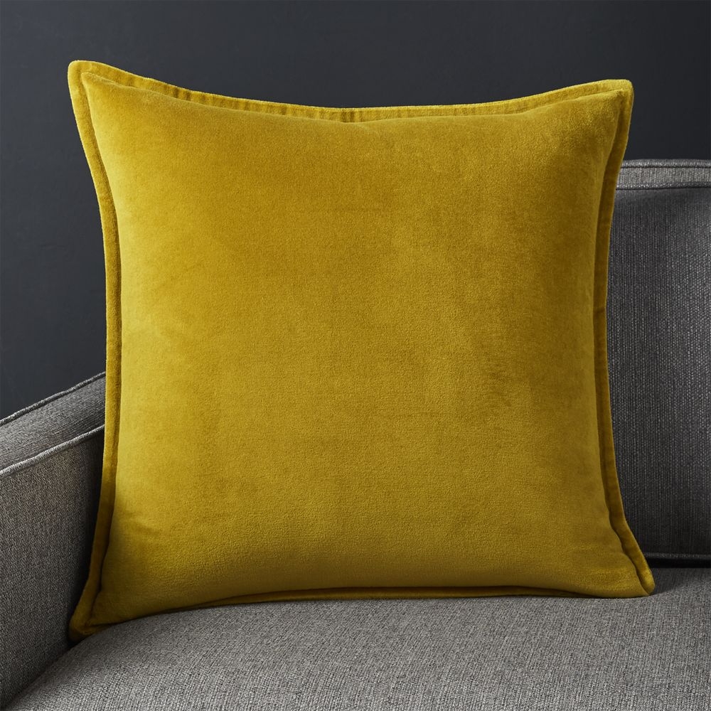 Brenner Chartreuse Velvet Pillow with Feather-Down Insert 20" - Image 0