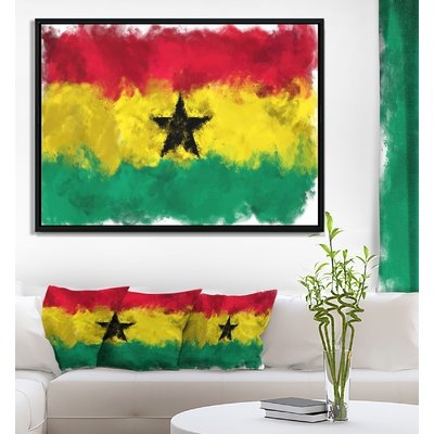 'Ghana Flag Illustration' Framed Oil Painting Print on Wrapped Canvas - Image 0