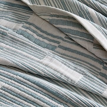 Double Cloth Offset Stripe Blanket, King, Platinum - Image 4