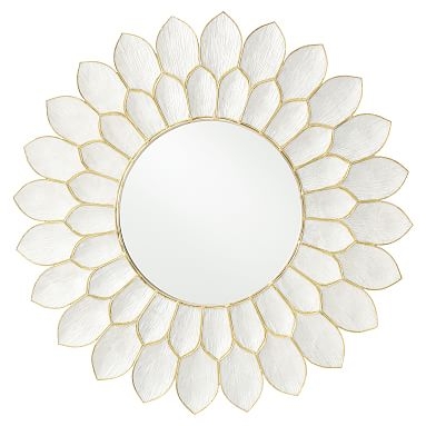 Capiz Flower Mirror, White/Gold - Image 0
