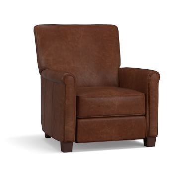 Irving Roll Arm Leather Power Recliner, Polyester Wrapped Cushions, Statesville Molasses - Image 4