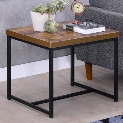 Campo Contemporary Rectangular Wood and Metal End Table - Image 0