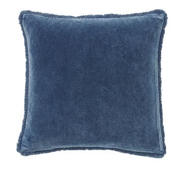 Fringe Velvet Pillow Cover, 22", Stormy Blue - Image 2