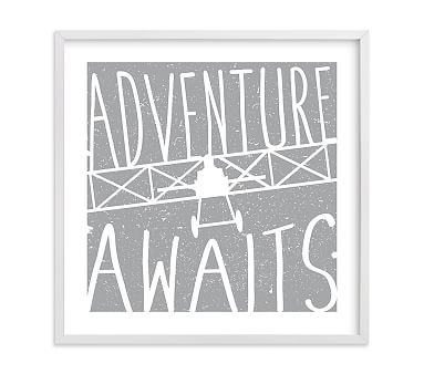 Adventure Awaits Vintage Airplane Wall Art by Minted(R), 24x24, White - Image 0