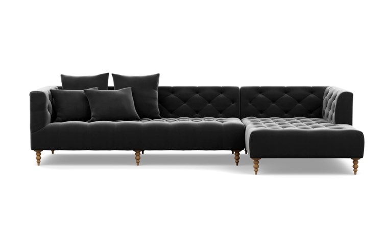 Ms. Chesterfield Chaise Sectional with Narwhal Fabric and Natural Oak legs - Image 0