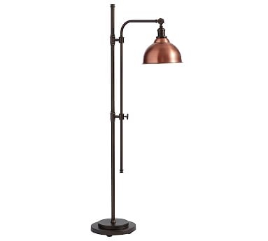 PB Classic High Gloss Copper Metal Bell Articulating Floor Lamp, Bronze Base - Image 2