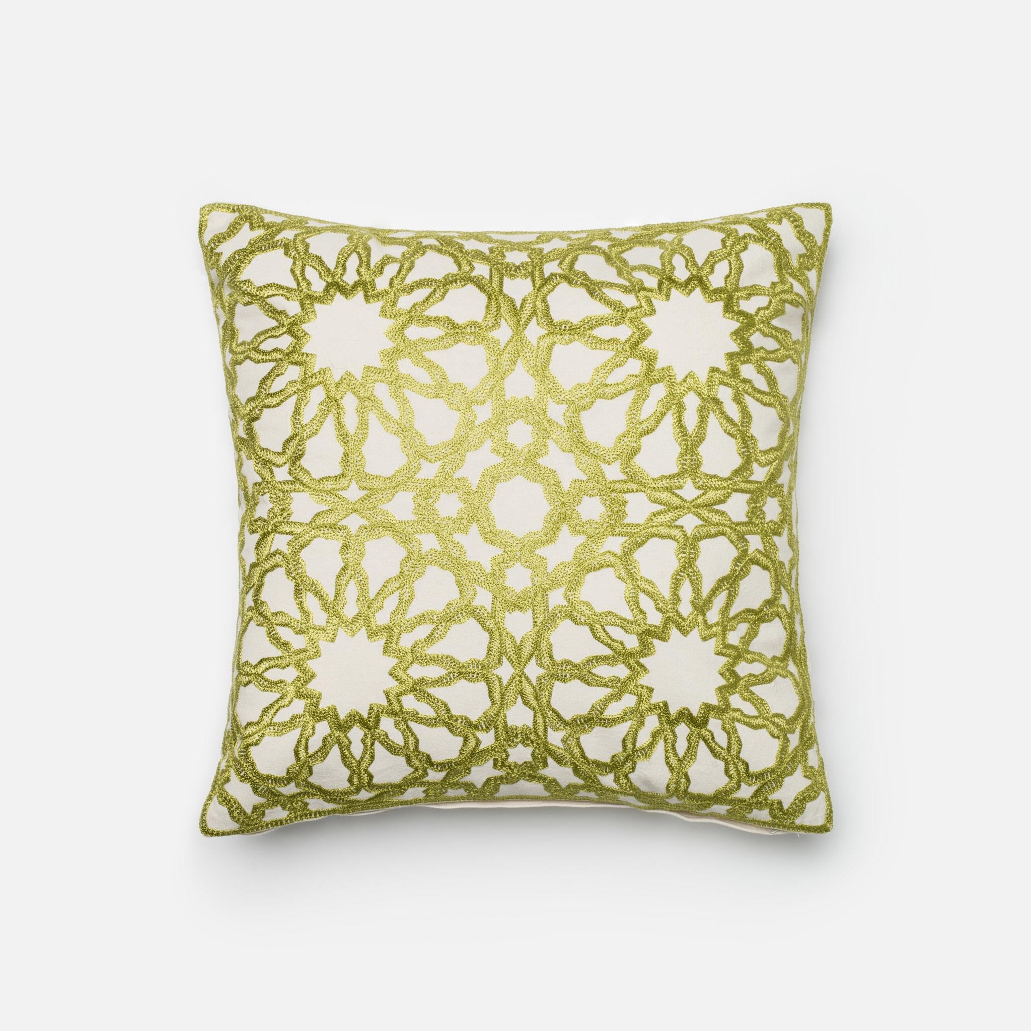 PILLOWS - GREEN / BEIGE - 18" X 18" Cover w/Down - Image 0