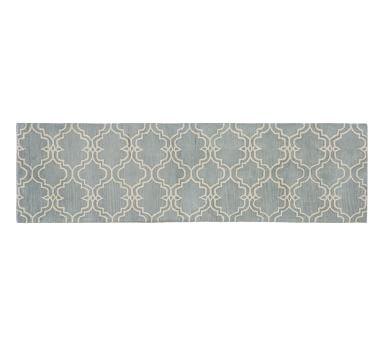 Scroll Tile Rug, 2.5x9', Porcelain Blue/Ivory - Image 2