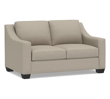 York Slope Arm Upholstered Loveseat 60.5", Down Blend Wrapped Cushions, Performance Brushed Basketweave Sand - Image 0