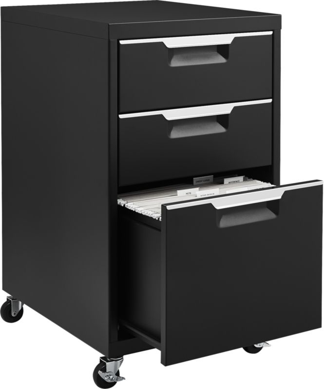 TPS Black Metal 3-Drawer File Cabinet on Wheels - Image 3