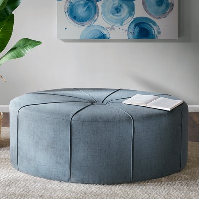 Telly Oval Tufted Cocktail Ottoman, Blue - Image 0