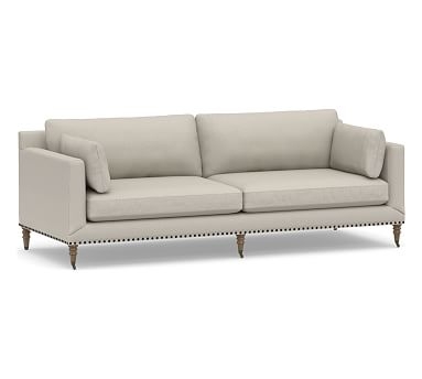 Tallulah Upholstered Grand Sofa 95", Down Blend Wrapped Cushions, Performance Heathered Tweed Pebble - Image 0