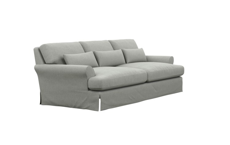 Maxwell Slipcovered Sofa with Ecru Fabric and Matte Black with Brass Cap legs - Image 1