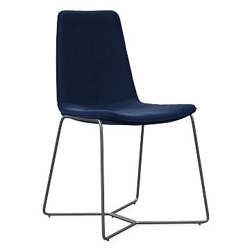 Slope Dining Chair, Charcoal Leg, Performance Velvet, Ink Blue, Charcoal - Image 0