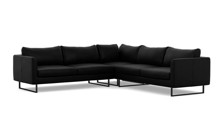 Owens Leather Corner Sectional with Black Night Leather and Matte Black legs - Image 4