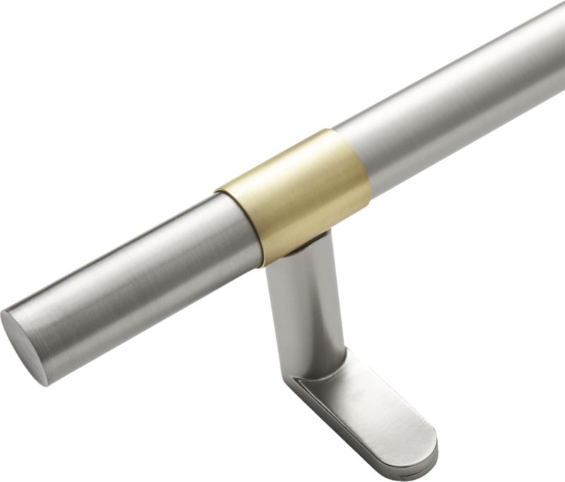 Seamless Nickel with Brass Band Curtain Rod Set 88""-120""x1""dia. - Image 2