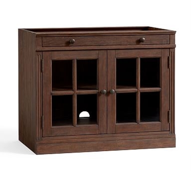 Livingston 35" Glass Door Cabinet without Top, Brown Wash - Image 2