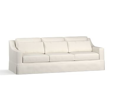York Slope Arm Slipcovered Deep Seat Sofa 81" 3-Seater, Down Blend Wrapped Cushions, Performance Twill Warm White - Image 2